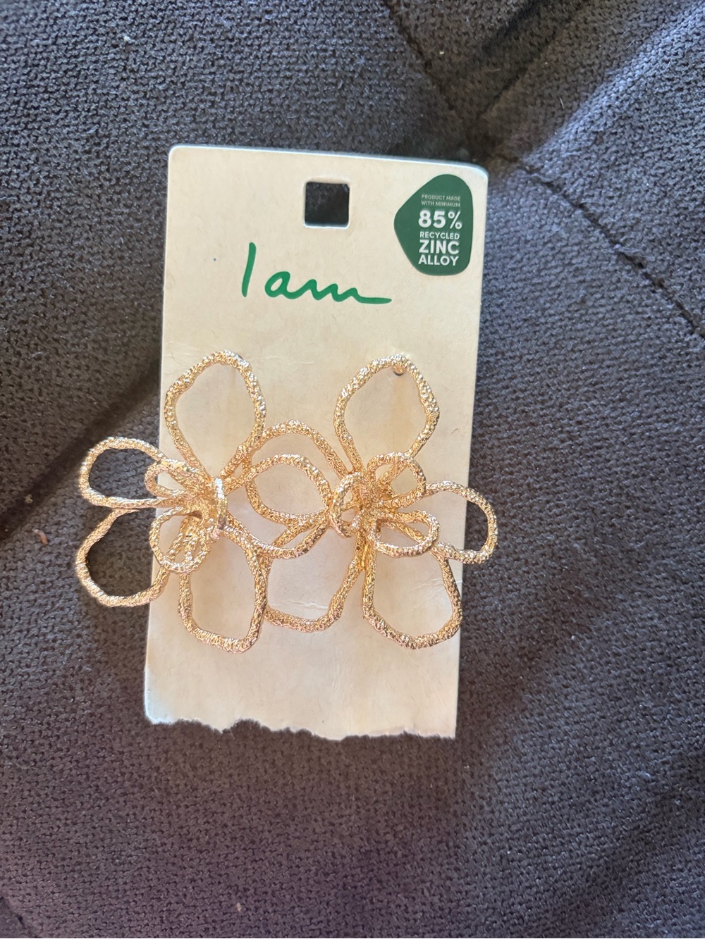 I AM Textured Gold Open Petal Flower Statement Stud Earrings – NWT